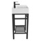 Modern Ceramic Console Sink With Counter Space and Matte Black Base